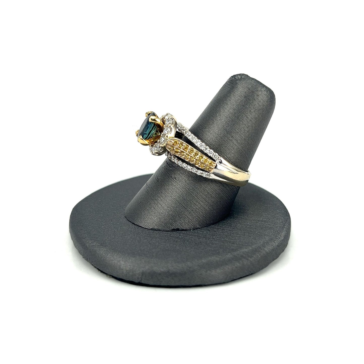 Two Tone Gold Estate Sapphire Diamond Ring