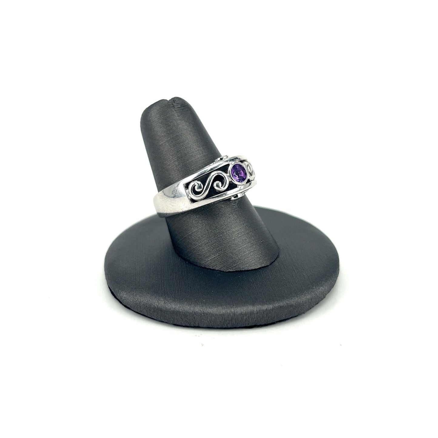 White Gold Amethyst and Tsavorite Band