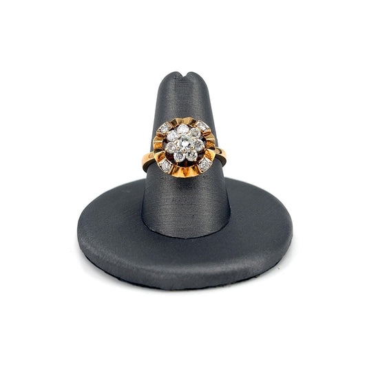 Yellow Gold Floral Diamond Cluster Ring