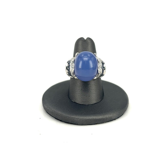 White Gold GADI Estate Designer Chalcedony Ring