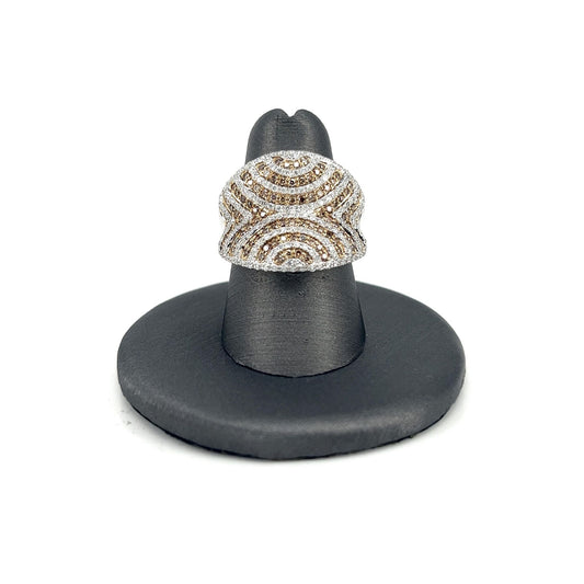 White Gold Chocolate White Diamond Fashion Ring
