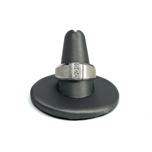 White Gold 3 Diamond Men's Ring