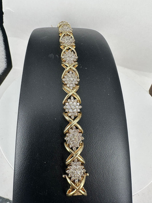 Yellow Gold Diamond Cross/Star Bracelet