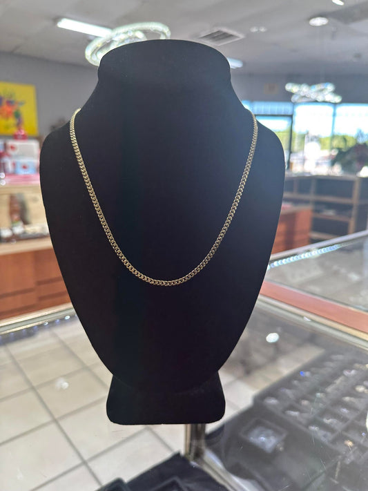 22" Yellow Gold Solid Cuban Link Chain