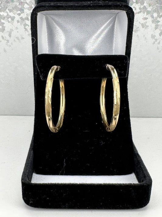 Yellow Gold Fancy Design Hoop Earrings