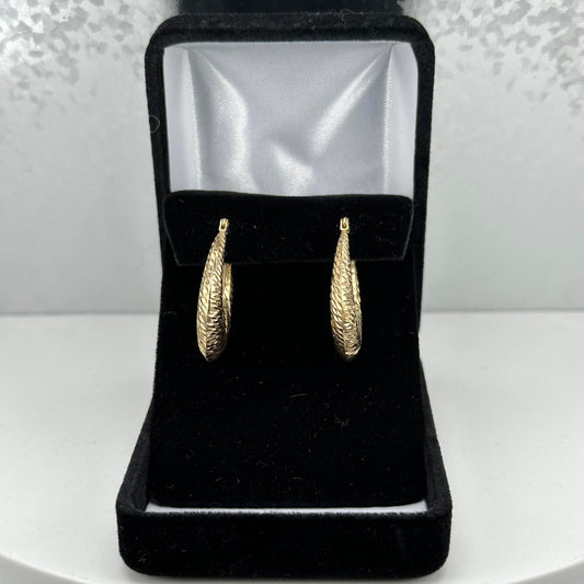 Yellow Gold Fancy Design Hollow Earrings